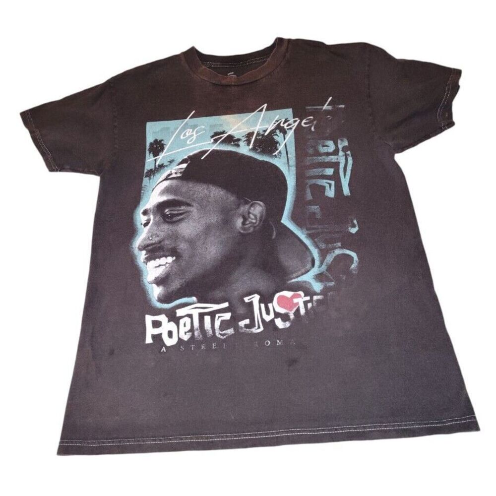 Tupac Shakur 2Pac Poetic Justice Adult T-Shirt Size Medium Black 90's Rap